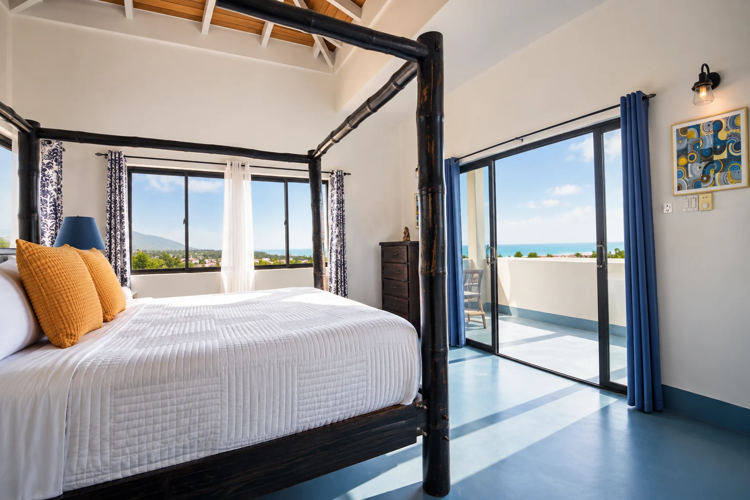 Villa Azure penthouse bedroom opening to the terrace